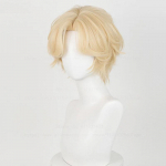 Auk&scaron;tos kokybės Luka Cosplay perukas 30 cm trumpas pieno auksinis galvos odos kar&scaron;čiui atsparus sintetinis plaukas anime Cosplay perukai + peruko kepuraitė One Size