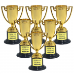 5 vnt. plastikiniai auksiniai mini apdovanojimų trofėjai žaislai Prizai Vaikams Gimtadienio vakarėlis Prizai vaikų darželiui Apdovanojimai Pinata užpildai