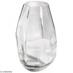 Vase en verre Facett&eacute; - Rayher - Bomb&eacute; - 10 x 10 x 18 cm - Contemporain - Design