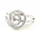 Bague Argent 'D&eacute;esse' blanc dor&eacute; (rhodi&eacute;) - 10 mm