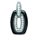 Les Tr&eacute;sors De Lily [L5681] - Pendentif Argent 'Sissi' noir (c&eacute;ramique) rhodi&eacute; - 15x10 mm