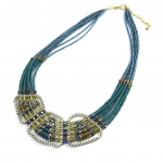 Les Tr&eacute;sors De Lily [N3092] - Collier Cr&eacute;ateur 'Altai' turquoise dor&eacute;