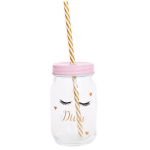 Les Tr&eacute;sors De Lily [Q9998] - Mason jar verre 'Diva - Yeux Endormis' rose (Diva) - 13x8 cm ry&scaron;kiai rožinė