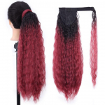 LUPU sintetinė itin ilga tiesi suri&scaron;ama virvelė, suri&scaron;ama į uodegą auk&scaron;tos temperatūros pluo&scaron;to segtukas plaukų priauginimui ponio uodega 55CM kaip parodyta spalva