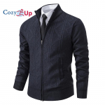 Cozy Up vyri&scaron;kas megztinis megztinis su pilna užtrauktuku Slim Fit kabeliu megztas megztinis su užtrauktuku su ki&scaron;enėmis XL pilka