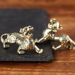 1 vnt. statula figūrėlė Turtas žalvaris dekoras Gerovė kinų stiliaus ornamentas Qilin Dragon Luck Gyvūnas Fengshui Vintage