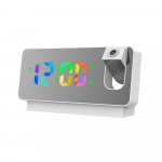 Projekcinis žadintuvas Skaitmeninis laikrodis su 180 laipsnių pasukamu projektoriumi Skaidrus spalvingas didelis LED ekranas