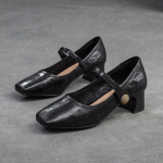 Johnature Mary Janes Batai Retro sekli kulniukai Natūralios odos pompos Eleganti&scaron;ki moteri&scaron;ki batai