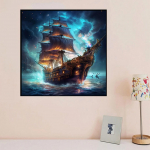 Pasidaryk pats deimantais tapyba burlaivis, skrodžiantis vėją ir bangas, kryželiu siuvinėjimo rinkinys, mozaikos menas, deimantais tapyba, pilnas apskritas/kvadratinis deimantas, namų dekoracija Round 50x50cm