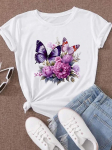 Gėlių tendencija, mielas 90-ųjų stilius unisex trumpomis rankovėmis Madingi drabužiai Laisvalaikio mar&scaron;kinėliai FeUnisex Print Lady Tee Top grafiniai mar&scaron;kinėliai 3XL