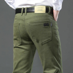 Vyri&scaron;ki auk&scaron;tos kokybės džinsai Madingi laisvalaikio klasikinio stiliaus plonos kelnės vyri&scaron;kos prekės ženklo pažangios tamprios tiesios kelnės didelio dydžio 42 armijos žalia spalva