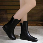 Žieminiai &scaron;ilti moteri&scaron;ki batai auk&scaron;takulniai &scaron;oniniai moteri&scaron;ki batai su užtrauktuku Juodi moteri&scaron;ki batai plei&scaron;tiniai batai 35 juoda