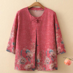 Didelių dydžių 2XL-7XL eleganti&scaron;ki dideli mar&scaron;kiniai moterims, vir&scaron;ūnės, laisva vintažinė palaidinė, vasariniai drabužiai vidutinio amžiaus moterims 7XL raudona