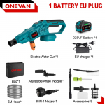 ONEVAN 3500W 200Bar be&scaron;epetėlis elektrinis auk&scaron;to slėgio ploviklis automobilių plovimo vandens pistoletas sodo laistymo įrankis skirtas Makita 18V baterijai 1 Battery 928VF set