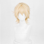 Auk&scaron;tos kokybės Luka Cosplay perukas 30 cm trumpas pieno auksinis galvos odos kar&scaron;čiui atsparus sintetinis plaukas anime Cosplay perukai + peruko kepuraitė One Size
