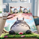 Anime antklodės užvalkalas, pagalvės užvalkalas, patalynės komplektas T-TotoroS Kawaii suaugusiems berniukams, mergaitėms, miegamojo dekoravimas, vaikams, viengulis, dvigulis, didelis dydis 155x220cm&set