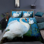 Spausdinti Gulbės Patalių Komplektai JAV Karali&scaron;ko dydžio 259x229cm Auk&scaron;tos Kokybės Super Mink&scaron;tas Patogus Medvilninis Patalių Komplektas Namų Tekstilė Antklodės Užvalkalų Komplektas EU Twin(135x200cm)