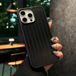 3D gofruoto dryžio stilingas verslo bagažo telefono dėklas iPhone 16 15 14 13 ProMax dangtelis kietas smūgiams atsparus buferio dangtelis su dėžute For iPhone 16 pro max juoda