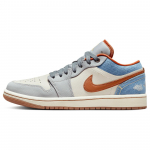 Air Jordan 1 Low Phantom Denim Moteri&scaron;ki sportbačiai Kreminiai Daugiaspalviai Kokoso Pieno FZ5045-091 36.5