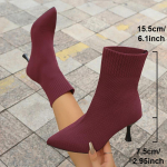 Madingi Madingi Įslystami Ploni Megzti Ankle Boots Moterims Didesnių Dydžių Tamprios Auk&scaron;takulnės Batai Moteris Ruduo Žiema Plonu Kulnu Kojinės Batai 36
