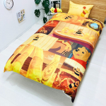 MORIPiLO Disney Antklodės užvalkalų rinkinys Mikė Pūkuotukas Medus Medus Antklodės užvalkalas ir &Scaron;velnus Persiko Odos Vieno dydžio 150x210cm Geltonas Mielas Patalynės Rinkinys Disney Personažas