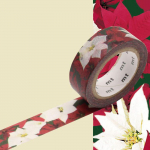 Masking Tape MT 1,5 cm Noel rose de No&euml;l - poinsettia rožinė