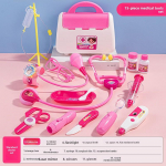 Gydytojo žaislai vaikams 15 vnt. gydytojo apsimetinėjimo rinkinys vaikams medicininiai odontologo įrankiai stetoskopas edukacinis žaislas berniukui mergaitei dovana rožinė