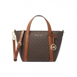 Michael Kors Mk Pratt Logotipo Užtrauktuku Dengto Drobės Pirkinių Krep&scaron;ys Moteri&scaron;ki pirkinių krep&scaron;iai Ruda 35S4G3FM1B-BROWN Basic Set (Bag+Dust Bag)