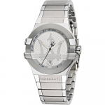 &bdquo;Maserati Potenza&ldquo; balto metalo/sidabro vyri&scaron;kas kvarcinis laikrodis R8853108002 balta