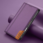 Magnetinis atverčiamas odinis dėklas iPhone 16 15 14 13 12 11 17 Pro Max 17Air 14 15 16Plus 16e, prabangus verslo piniginė su kortelių laikikliu iPhone 13 mini violetinė