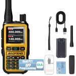 Dviguba pakuotė Baofeng UV-5R Mini 5W radijo stotelės | Bluetooth kanalo sinchronizacija + NOAA audrų prane&scaron;imai | Įkraunamos per Type-C avarijoms violetinė
