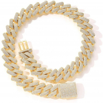 20 mm auksinis Iced Out Lab Diamond Miami Cuban Link Chain Chaker vyrams Hip Hop 18cm(7inch) auksas