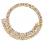 14 mm &bdquo;Iced Out&ldquo; &bdquo;Cuban Link Chain&ldquo; deimantų grandinės karoliai &bdquo;Bling 5A+&ldquo; kubinio cirkonio storio &bdquo;Cuban Link Choker&ldquo; grandinės prabangūs hiphopo papuo&scaron;alai vyrams ir moterims 18cm(7inch) auksas