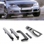 Automobilio durelių langų jungiklio rėmelis + vidinių durų traukimo rankenų rinkinys, skirtas VW Passat B5 1998-2005 4 durų LHD anglies pluo&scaron;to