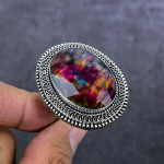 Ammolite Gemstone Handmade 925 Sterling Silver Jewelry Ring Size 9.5 a1f72