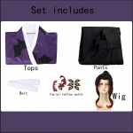 Anime Demon Slayer Kokushibo kostiumas Kokushibo Cosplay Kimono Tatuiruotė Perukas Helovino vakarėlis Karnavalas Vaidmenų žaidimas Apranga Perukai S-(Full set+wig)