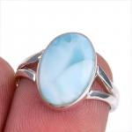 Naturalus Republic Larimar Brangakmenis 925 Praba Sidabro Papuo&scaron;alas Žiedas Dydis 5.5 L4S17