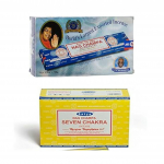 &bdquo;Satya Nag Champa&ldquo; ir &bdquo;Seven Chakra&ldquo; smilkalai &bdquo;Agarbatti 1+1Combo&ldquo;.(180 GM + 180 GM ) Dėžutė | 12 pakuočių po 15 gramų dėžutėje | Eksporto kokybė