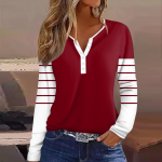Moteri&scaron;ki mar&scaron;kinėliai su spaudiniu mygtuku ilgomis rankovėmis Raglan Sleeve Daily Fashion Basic V kaklo įprastos spalvos vir&scaron;utinė dalis XL vynas