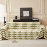 Daugiafunkcis aksominio audinio sofos pagalvėlės antklodė &bdquo;Houndstooth&ldquo; dulkėms atsparus rank&scaron;luostis, skirtas svetainės baldams dekoro gobeleno sofos užvalkalas 1seater 180x130cm juoda