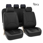 Juodas Automobilio Sėdynės Užvalkalas PU Sėdynės Užvalkalas Keturis Sezonus Universalus Visi&scaron;kai Apgaubiantis Automobilio Sėdynės Pagalvėlė 9 Pcs juoda