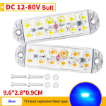 12 LED Stroboskopinė &Scaron;oninė Įspėjamoji Lemputė Stroboskopinė Grotelių Mirksinti &Scaron;viesos Juosta Automobiliui Sunkvežimiui &Scaron;vyturio Lempa Gintarinė Geltona Balta Eismo Lemputė 12V-80V