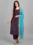 Indi&scaron;kas Pakistanieti&scaron;kas Dizainerio Kurta Kelnės Dupata Komplektas Bolivudo Vir&scaron;us Tunika Kurti Salwar Kameez S violetinė
