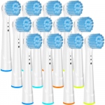 12 vnt. jautrių dantų &scaron;epetėlių galvučių, skirtų &bdquo;Oral-B&ldquo; dantų &scaron;epetėlių galvutėms Advance Power/Pro Health elektrinių dantų &scaron;epetėlių galvutėms 12Pcs Toothbrush Heads