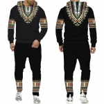 Afrikieti&scaron;kas &bdquo;Dashiki&ldquo; gobtuvo kostiumas vyrams, laisvalaikio 3D spausdinimas, etninio stiliaus megztinių kelnių rinkiniai, moteri&scaron;ki liaudi&scaron;kai pritaikyti gatvės aprangos sportinio kostiumo paltai S