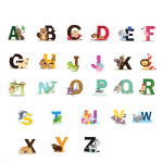 Animacinis Džiunglių Laukinis 26 Raidžių Abėcėlės Gyvūnai Sienų Lipdukai Vaikų Kambariams 60*75cm