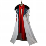 Ysir Genshin Impact Fatui vykdomasis pareigūnas Cos Snezhnaya Princas Dadaria Regrator Marionetės Kapitonė Apsiaustas Cos 2XL-3XL&Free Scarf raudona