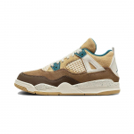 Air Jordan 4 Retro PS Cacao Wow Vaikų Sportbačiai Ruda Geoda-Žalsvai Mėlyna Ale-Ruda FB2213-200 29.5