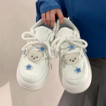 Moteri&scaron;ki Kawaii mėlyni platforminiai sportbačiai balti batai vulkanizuoti mieli kasdieniai batai riedlentei tenisui moteri&scaron;ki 35 balta