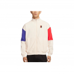 Nike Court Heritage Fleece Užtraukiama striukė su stovinčia apykakle ir ilgomis rankovėmis Vyri&scaron;kos striukės &Scaron;viesiai dramblio kaulo spalva Vidurnakčio mėlyna &Scaron;viesiai tamsiai raudona FZ6926-110 L